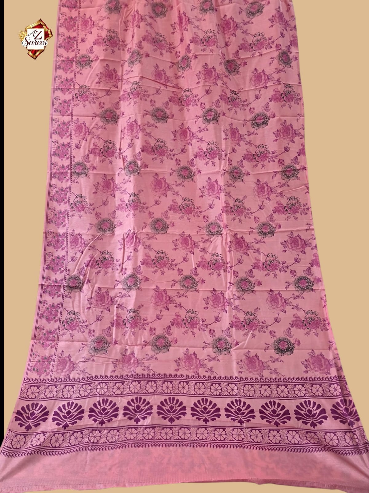 Pink Banarasi Printed Saree