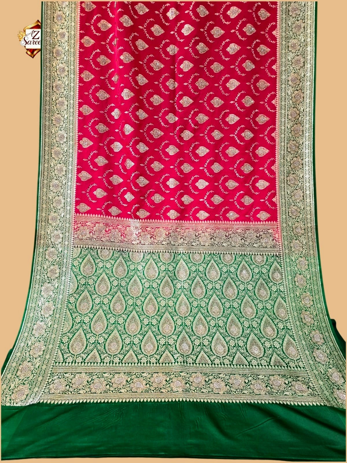 Red Banarasi Zarkan Saree