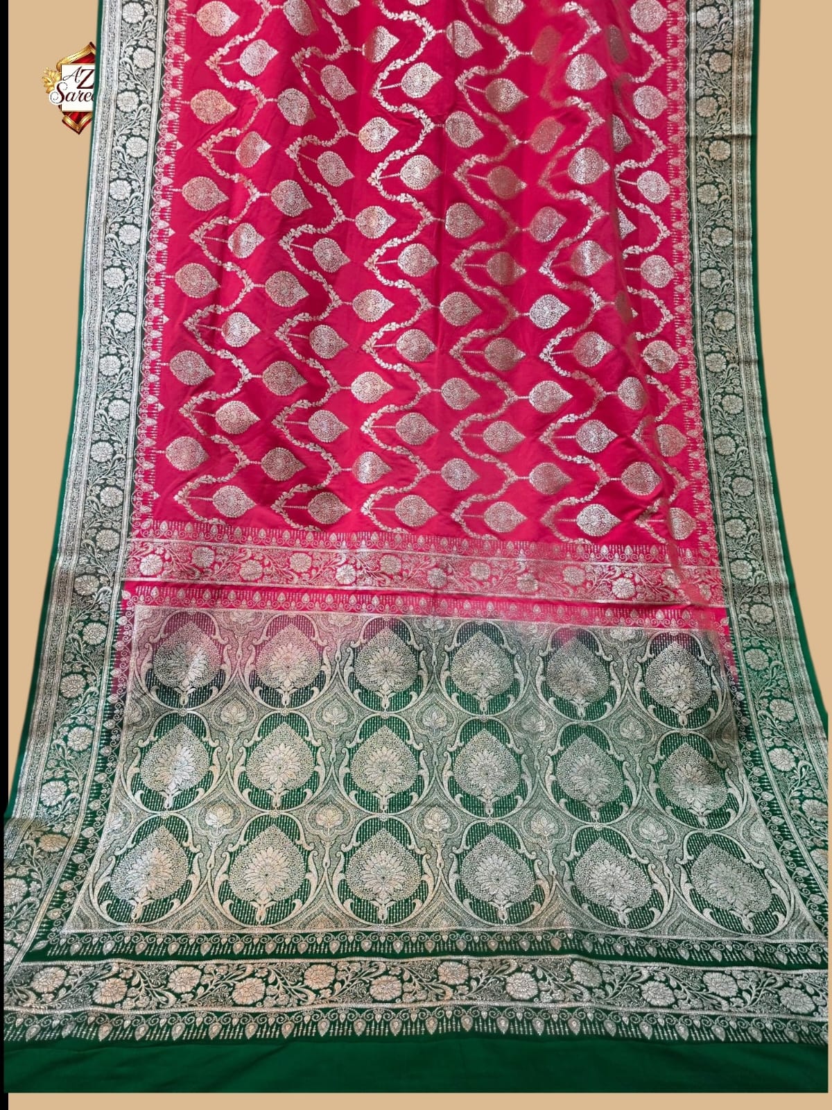 Strawberry Banarasi Katan saree