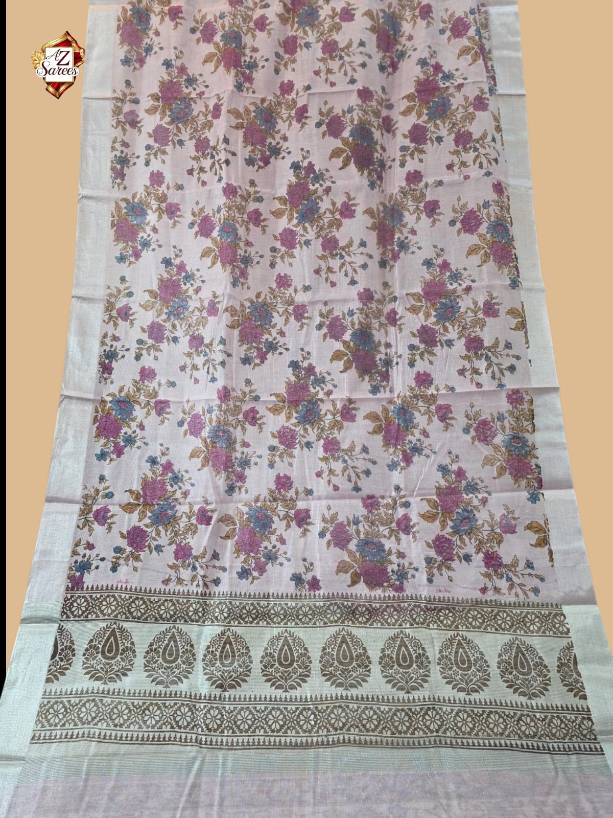 Pink Banarasi Printed Saree