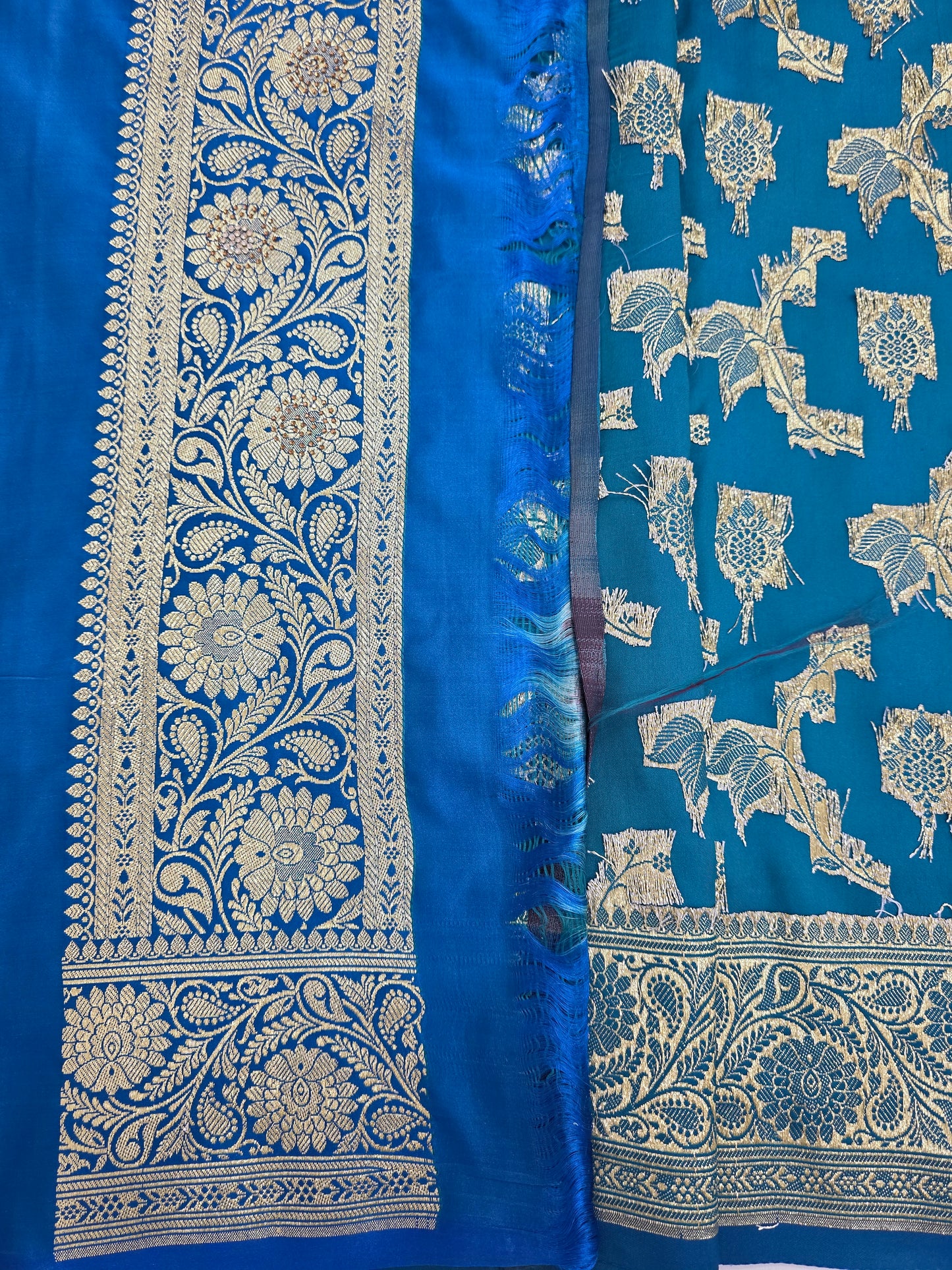 Blue Zarkan Swarovski Banarasi silk Saree