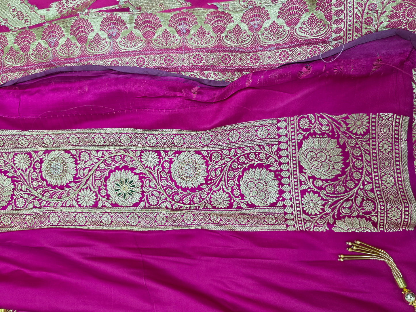 Pink Zardozi Zarkan Banarasi Katan Saree