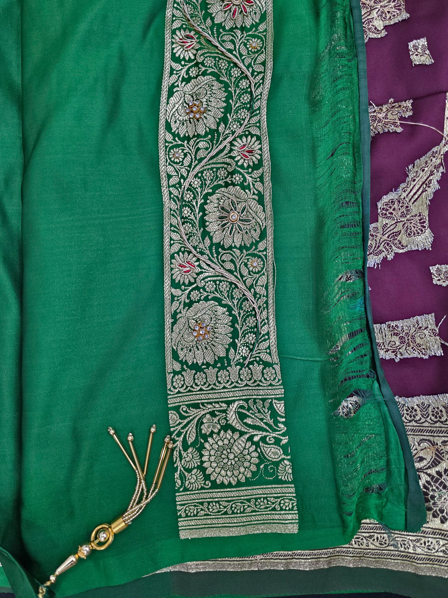 Wine Zardozi Zarkan Banarasi Katan Saree