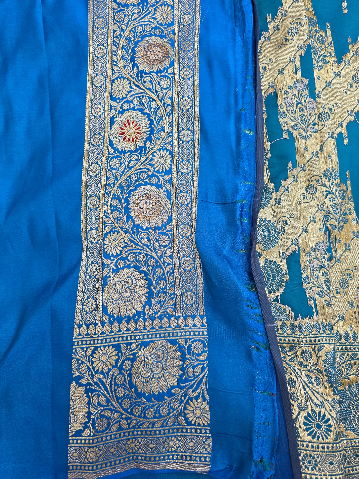 Blue Zardozi Zarkan Banarasi Katan Saree