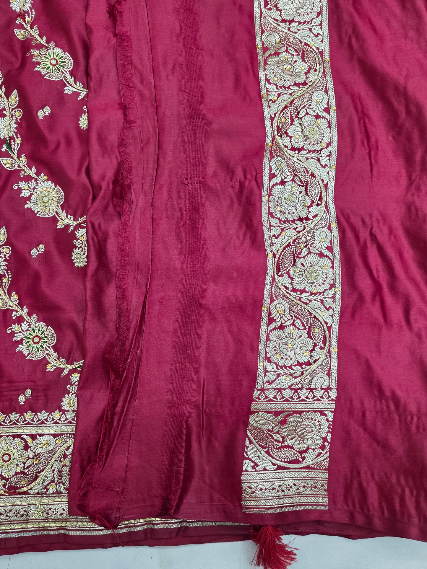 Maroon Zardozi Stone Banarasi Saree