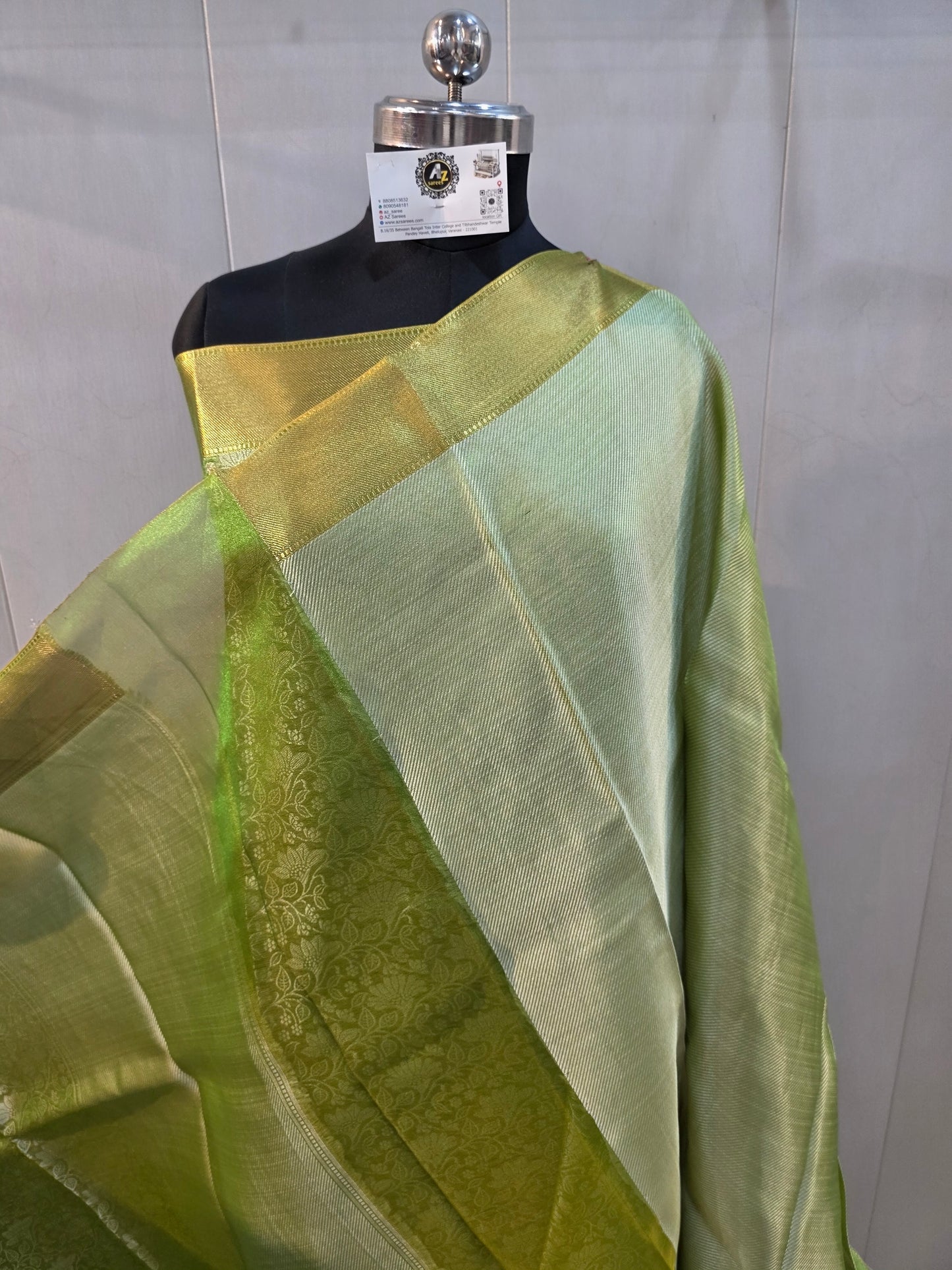 Sea green tanchoi saree