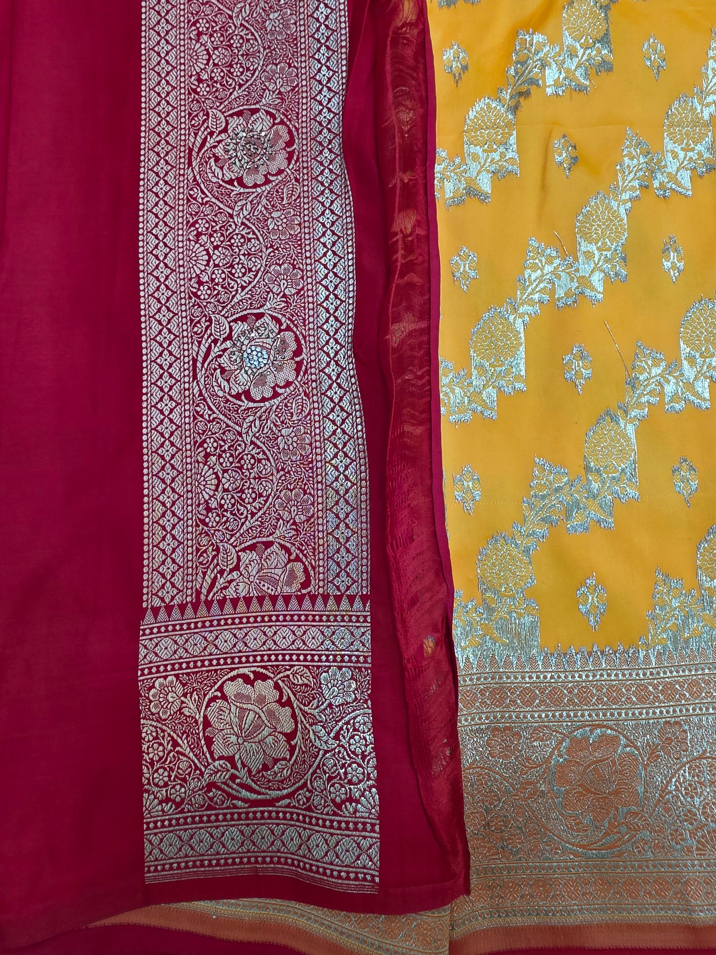 Gold Zarkan Swarovski Banarasi Saree