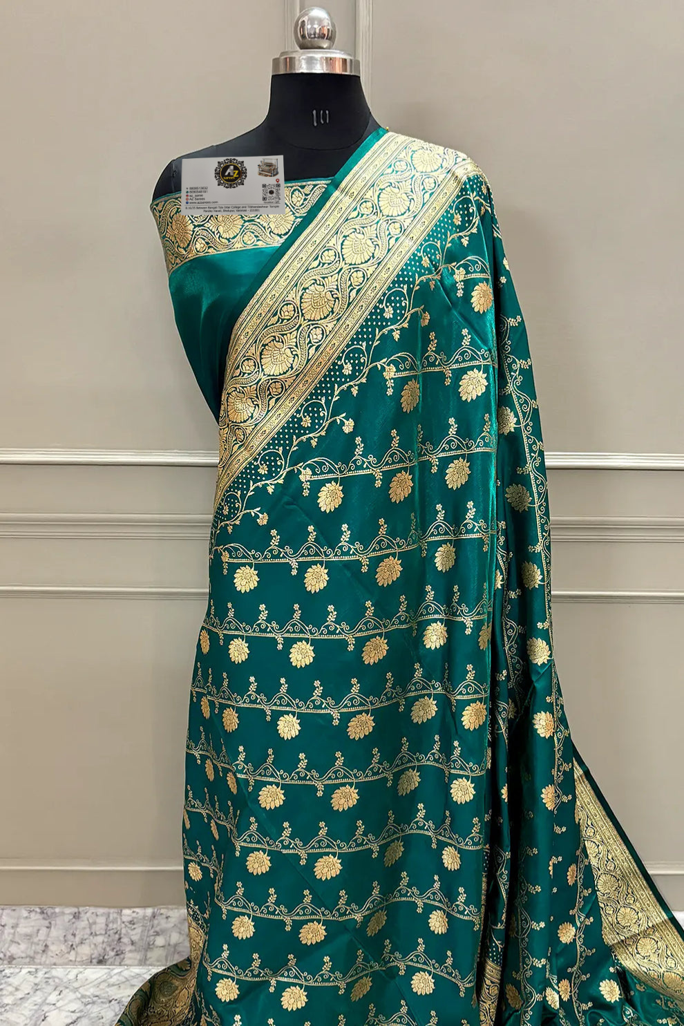 Teal Banarasi katan Saree