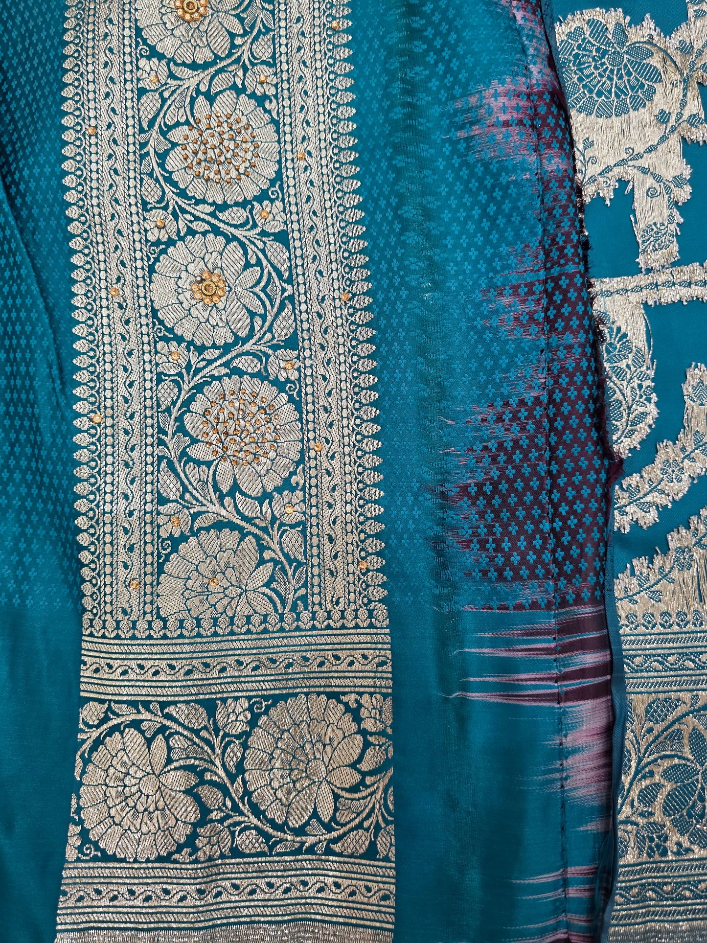 Teal Moti Banarasi Saree
