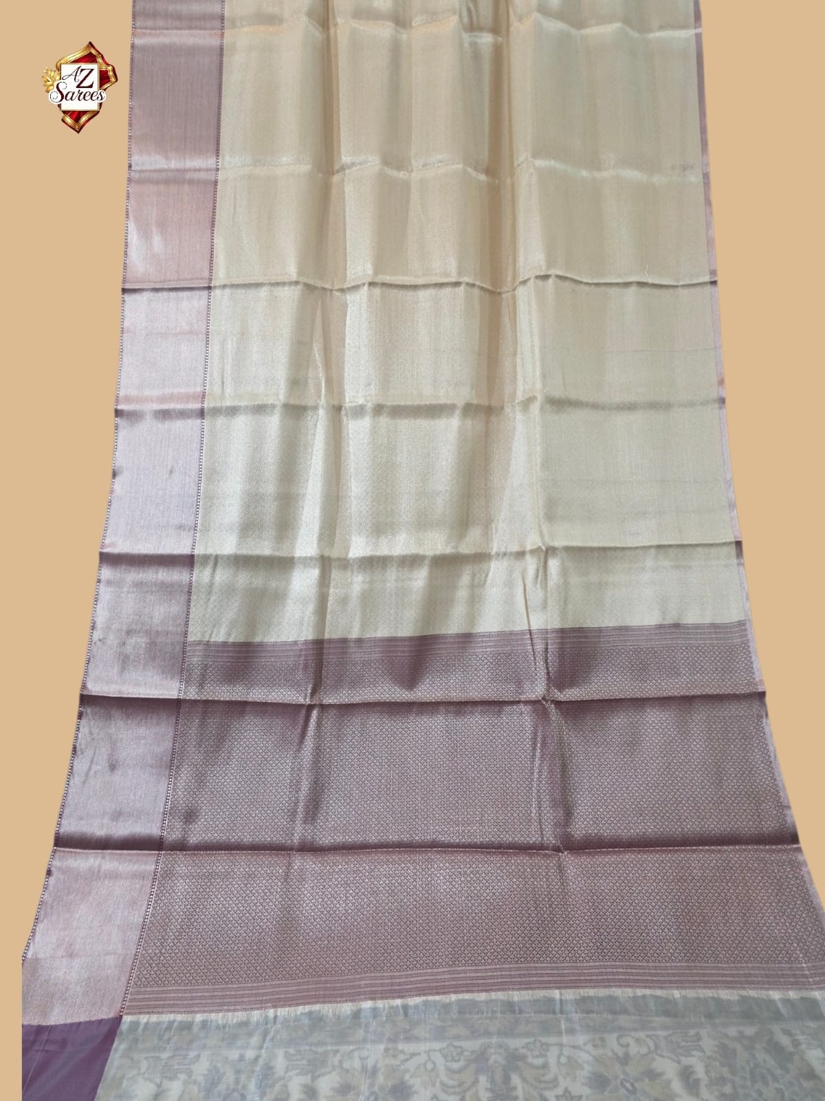 Cream Banarasi Tissue Saree