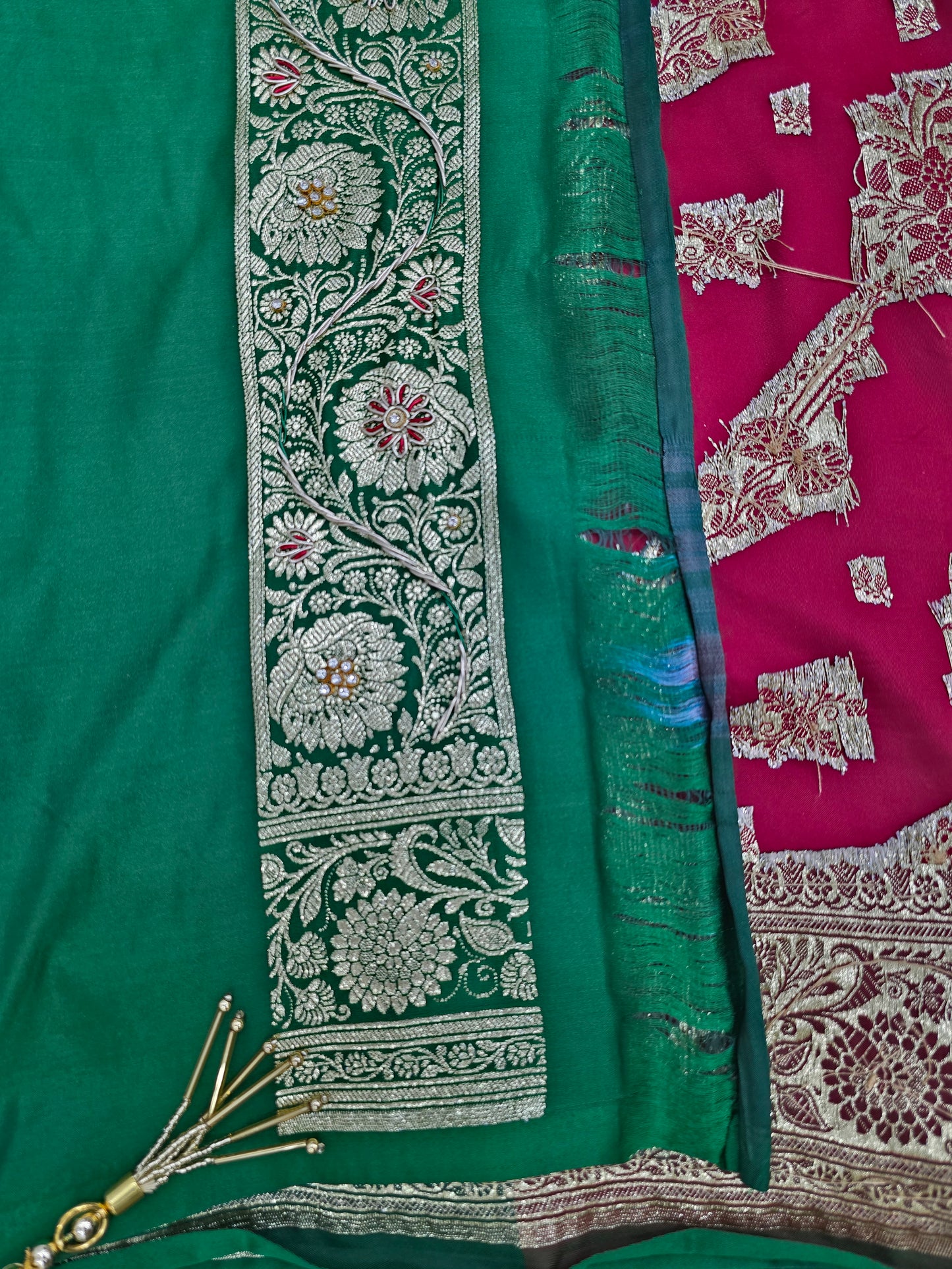Maroon Zardozi Zarkan Banarasi Katan Saree