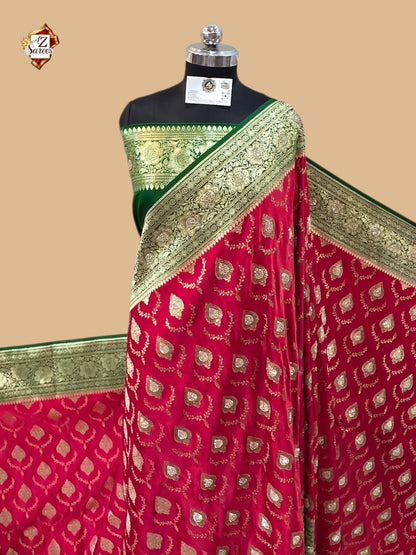 Red Banarasi Zarkan Saree