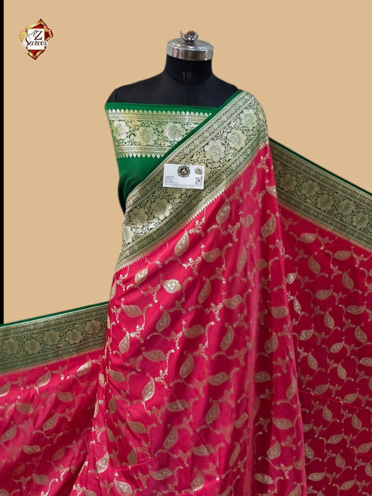 Stawberry Banarasi Katan Silk Saree