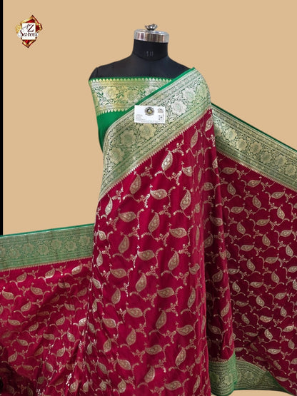 Red Banarasi Katan Silk Saree