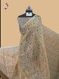 Cream Banarasi Printed Saree