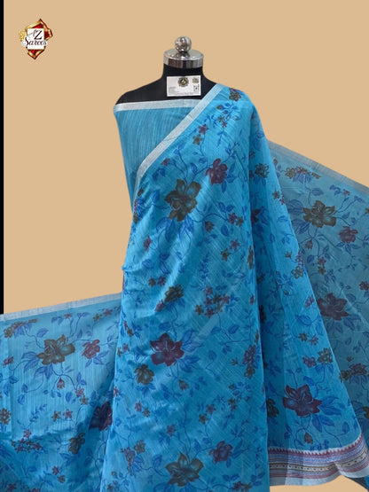 Blue Banarasi Printed Saree