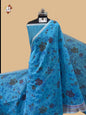 Blue Banarasi Printed Saree