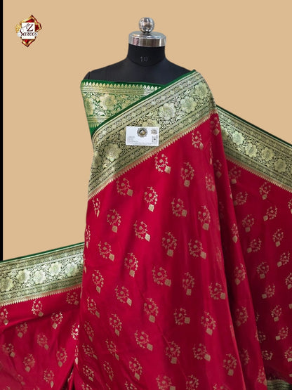 Red Banarasi Katan Silk Saree