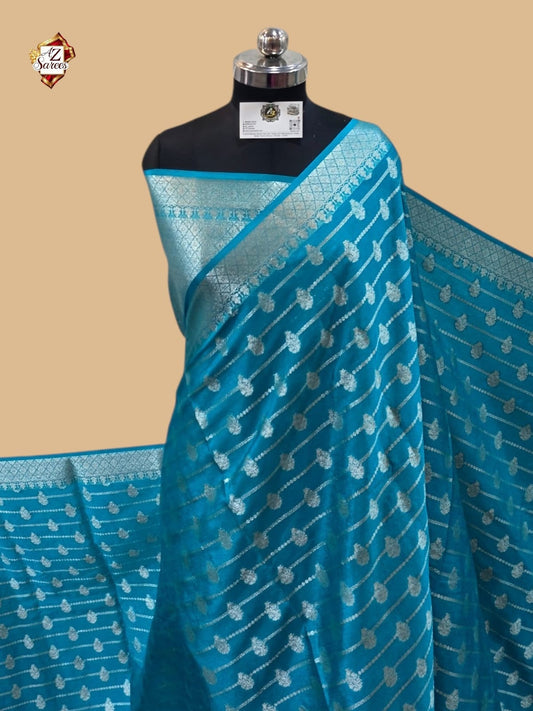 Blue Banarasi Georgette Saree