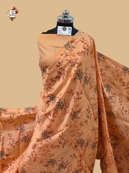 Peach Banarasi Printed Saree