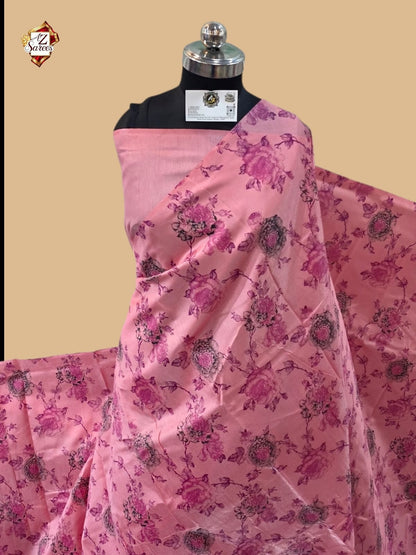 Pink Banarasi Printed Saree