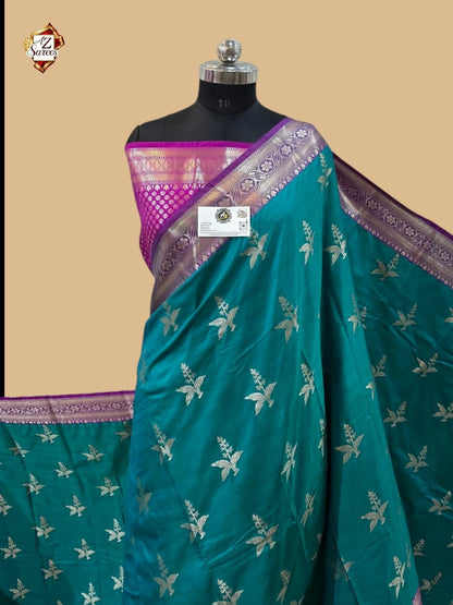 Teal Banarasi Silk Saree