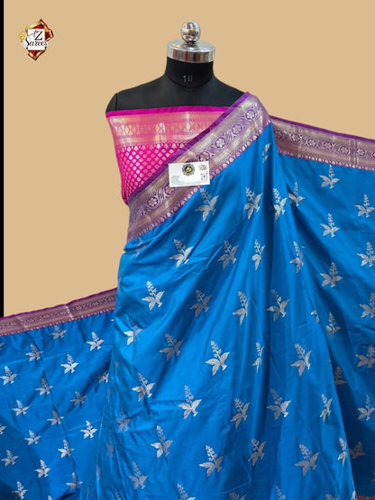 Blue Banarasi Silk Saree