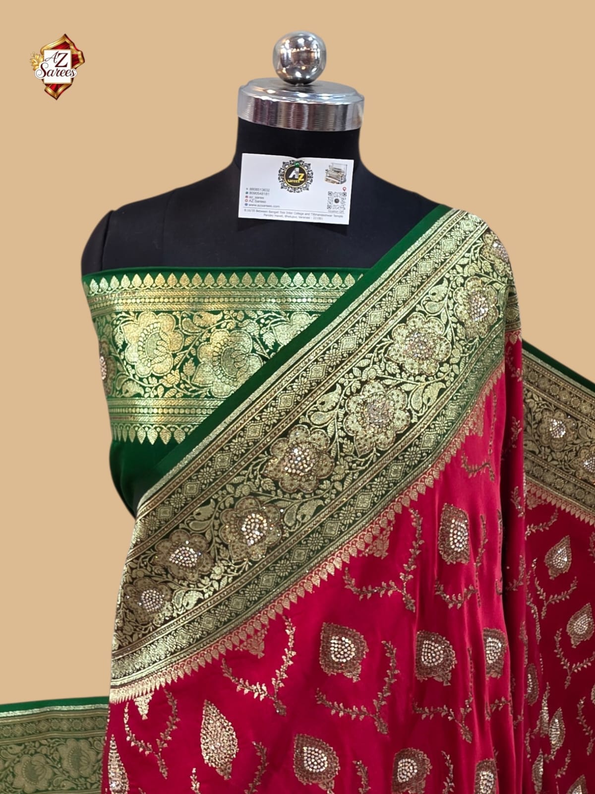 Red Banarasi Zarkan Saree