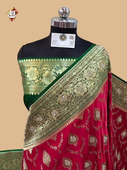 Red Banarasi Zarkan Saree