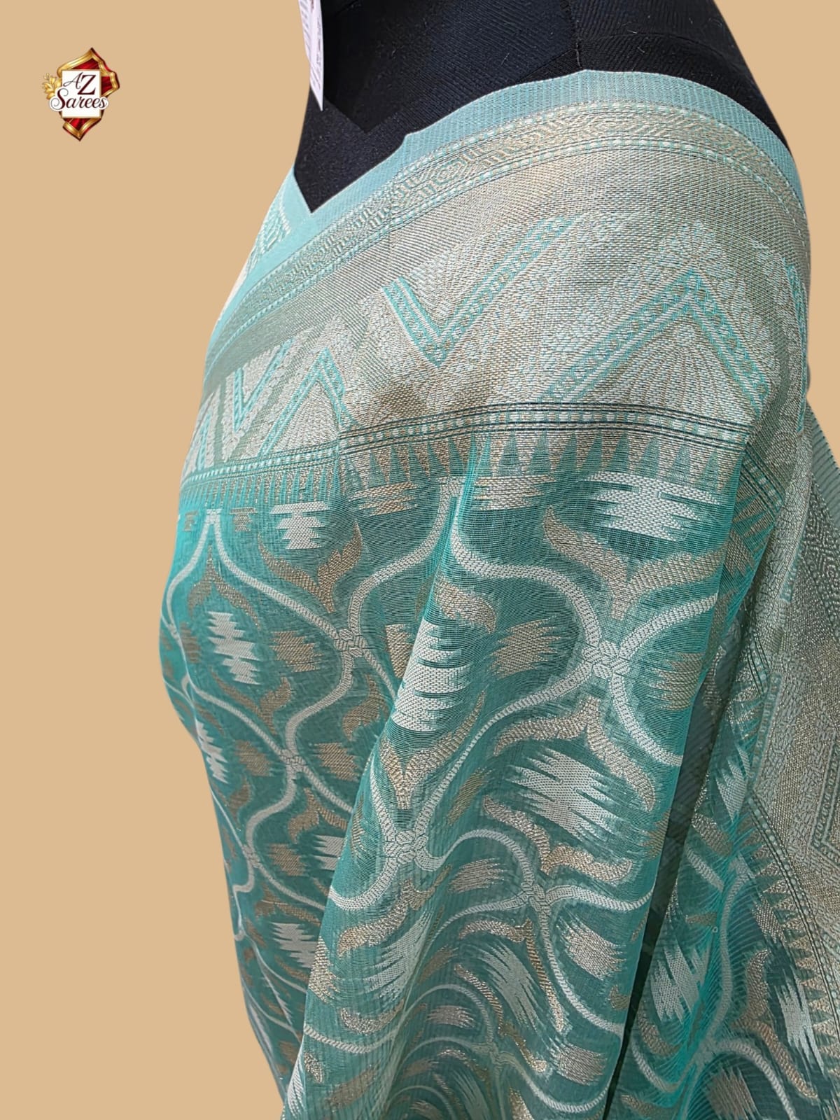 Sea greean banarasi silk saree.