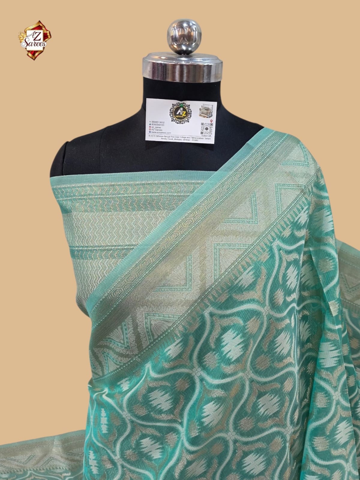 Sea greean banarasi silk saree.