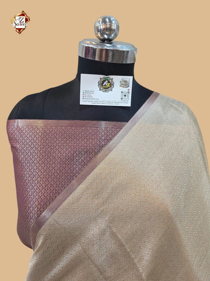 Cream Banarasi Tissue Saree