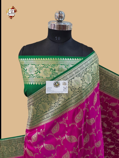 Pink Banarasi Katan Silk Saree