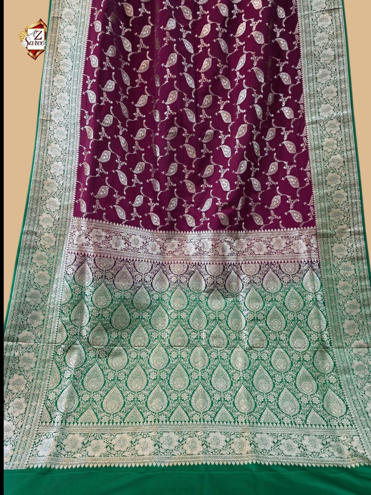Wine Banarasi Katan Silk Saree