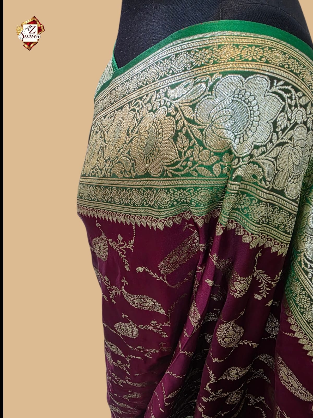 Wine Banarasi Katan Silk Saree