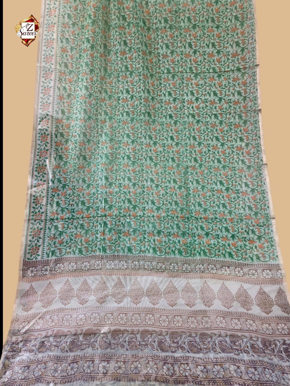 Green Banarasi Printed Saree