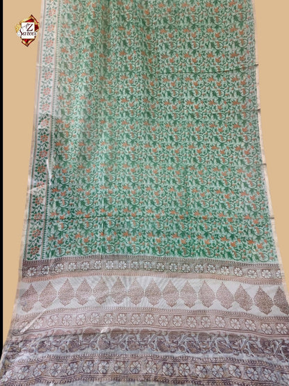Green Banarasi Printed Saree