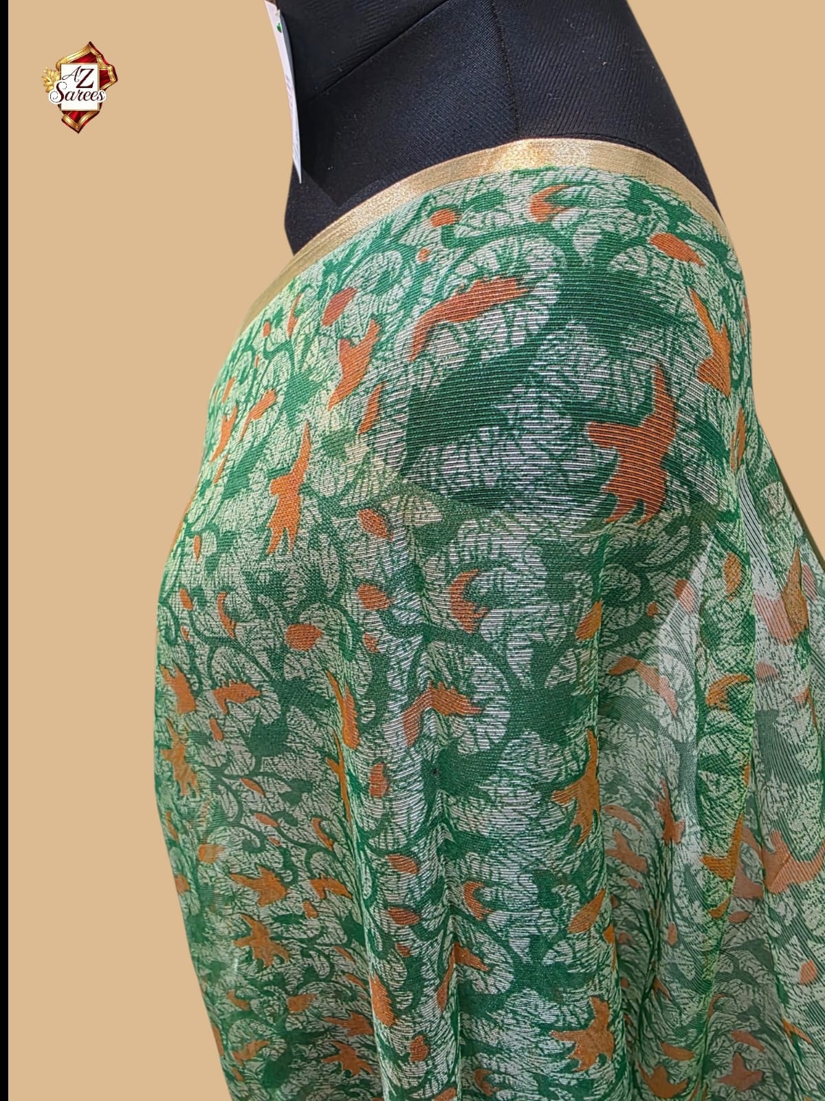Green Banarasi Printed Saree