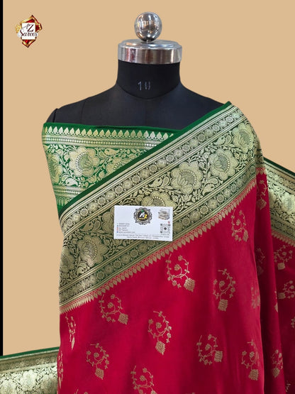 Red Banarasi Katan Silk Saree