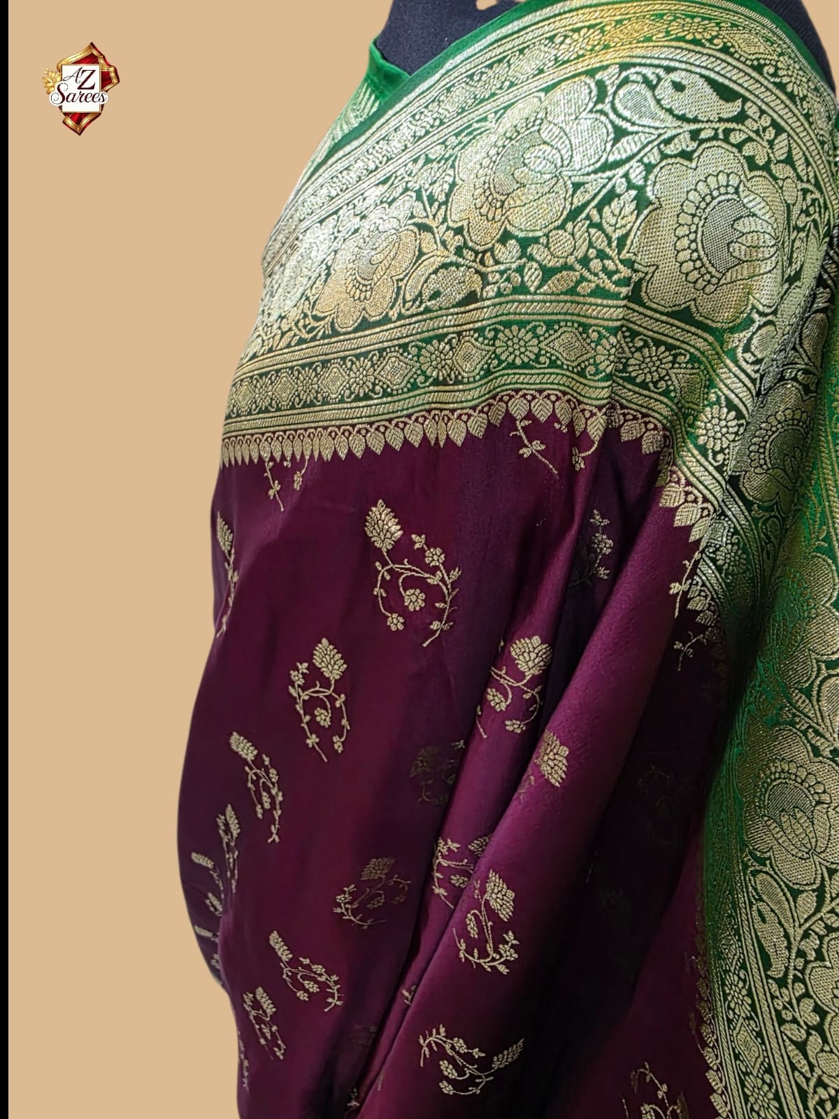 Wine Banarasi Katan Silk Saree