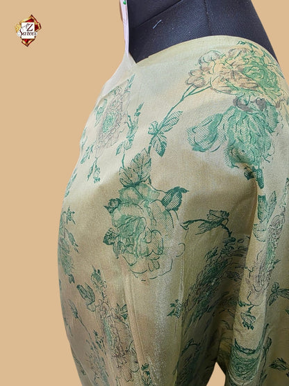 Green Banarasi Printed Saree