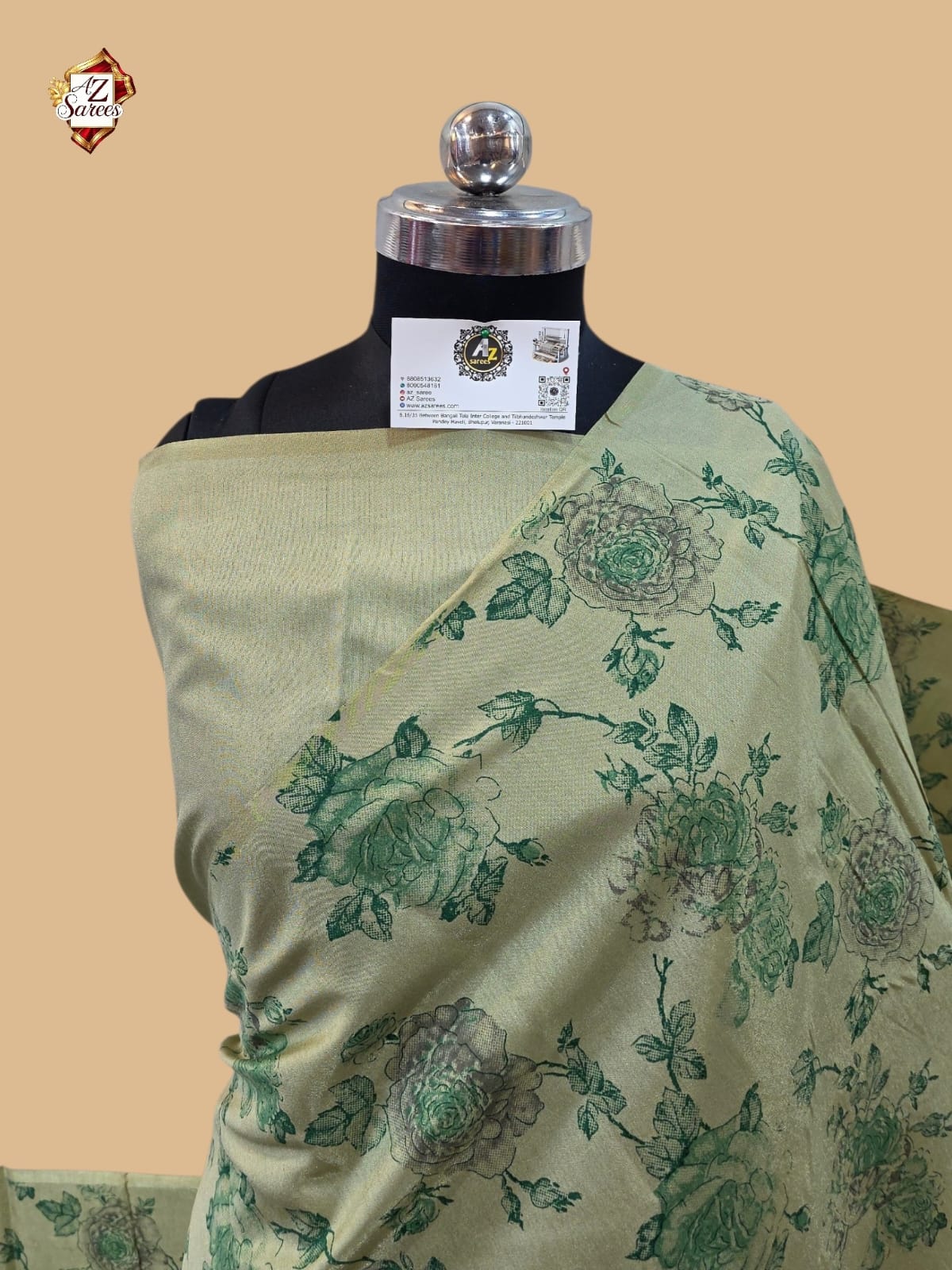Green Banarasi Printed Saree