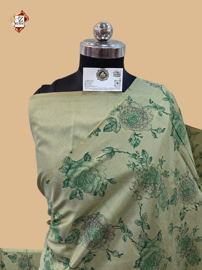 Green Banarasi Printed Saree