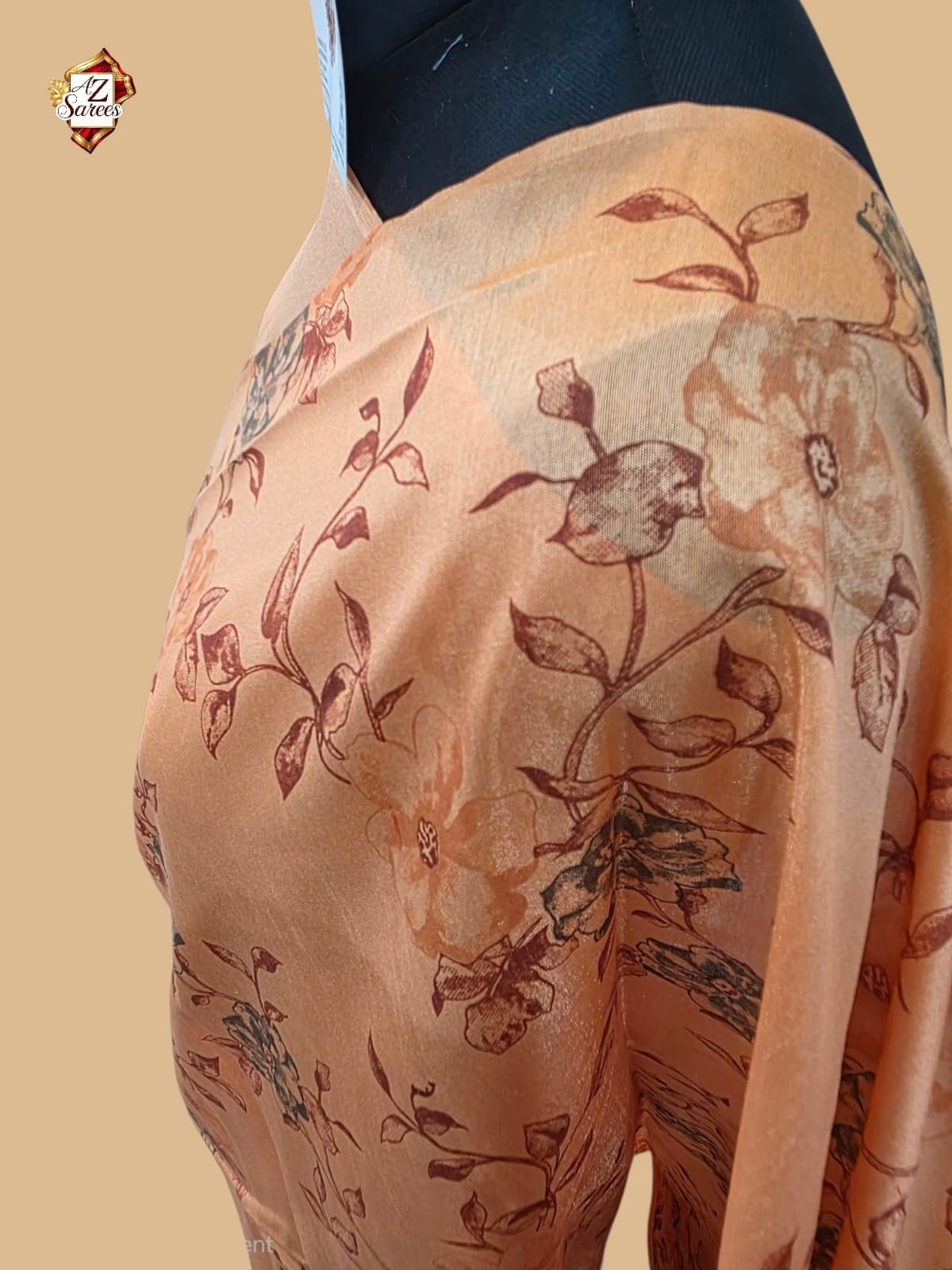 Peach Banarasi Printed Saree