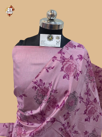 Pink Banarasi Printed Saree