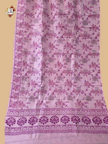 Pink Banarasi Printed Saree