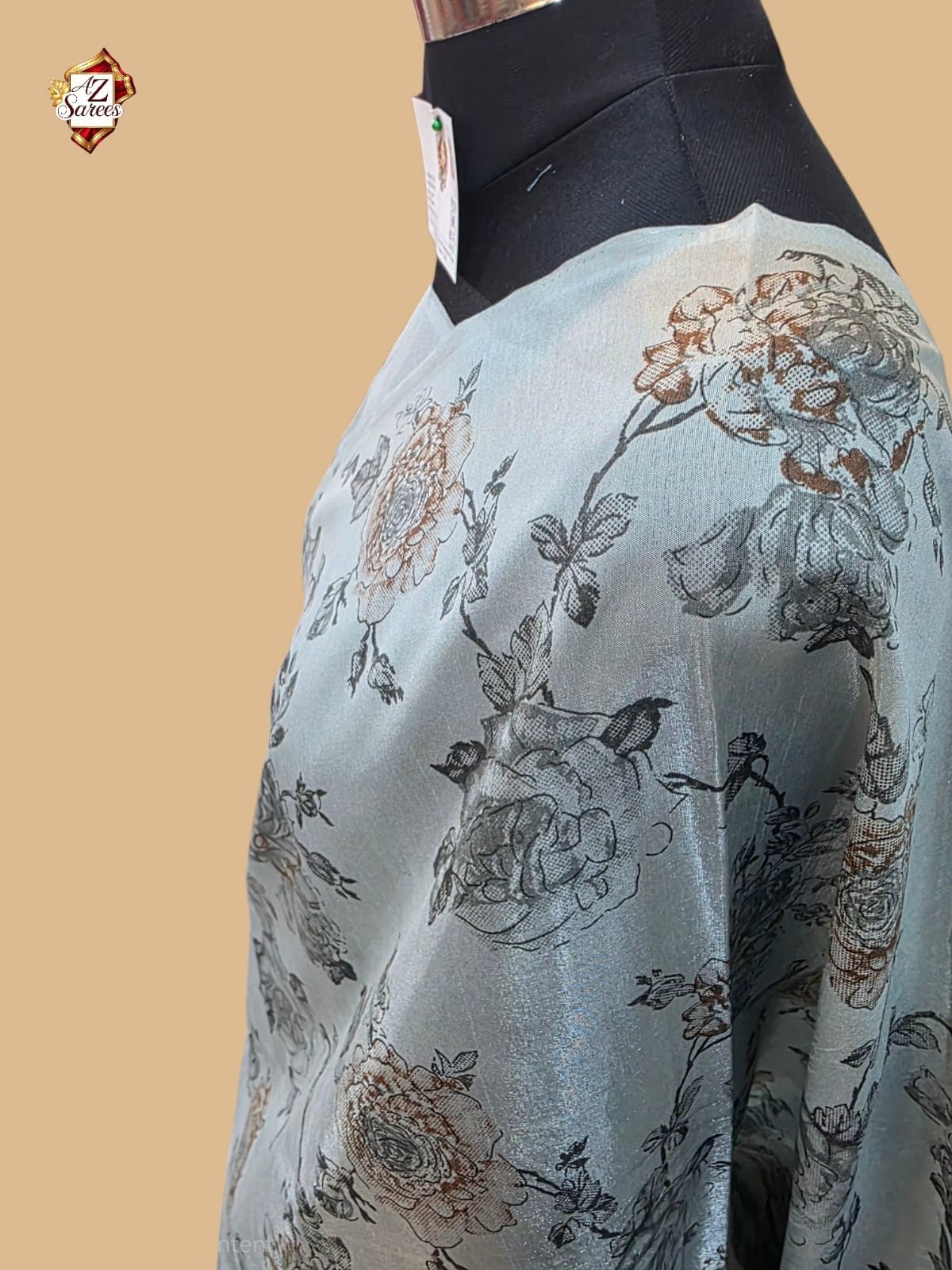 Firozi Banarasi Printed Saree