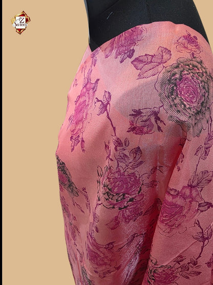 Pink Banarasi Printed Saree