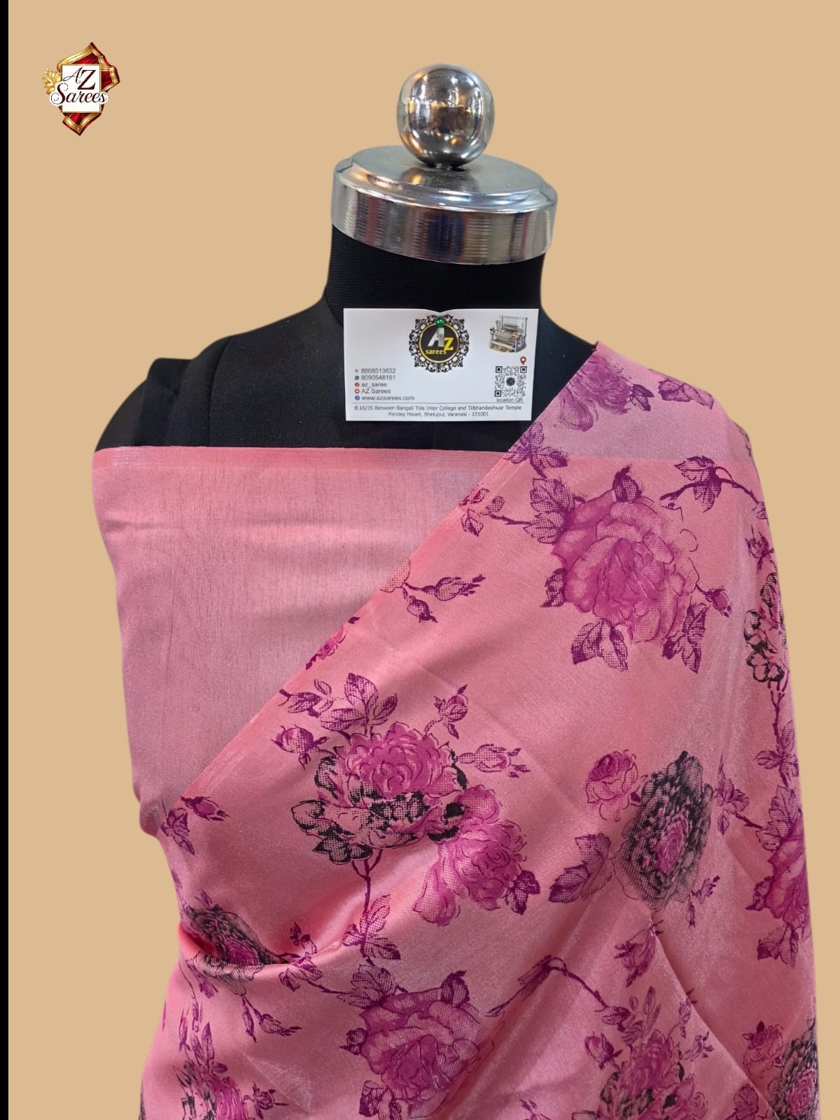 Pink Banarasi Printed Saree