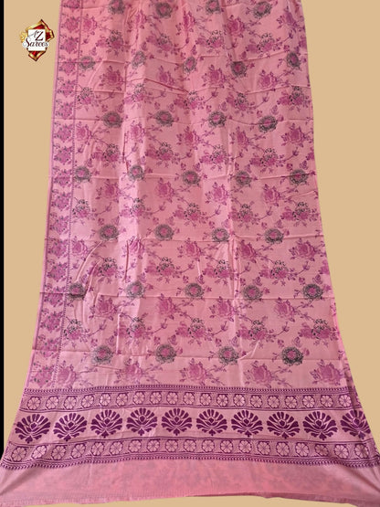 Pink Banarasi Printed Saree